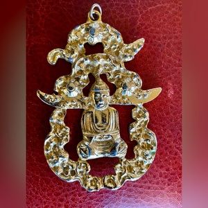 Vtg Buddha Statement Pendant Asian Princess Goddess Style Jewelry Boho 70s